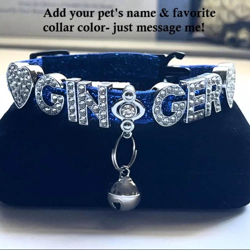 Safety Cat Collar-Personalized Pet Name with Rhinestones